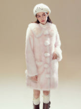 Pink Ombre Doll Collar Long Shearling Coat - CHINASQUAD