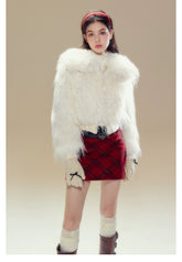 White Turn-down CollarFaux Shearling Coat - CHINASQUAD