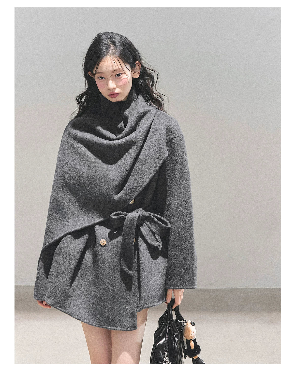 French British-Style Wool Coat