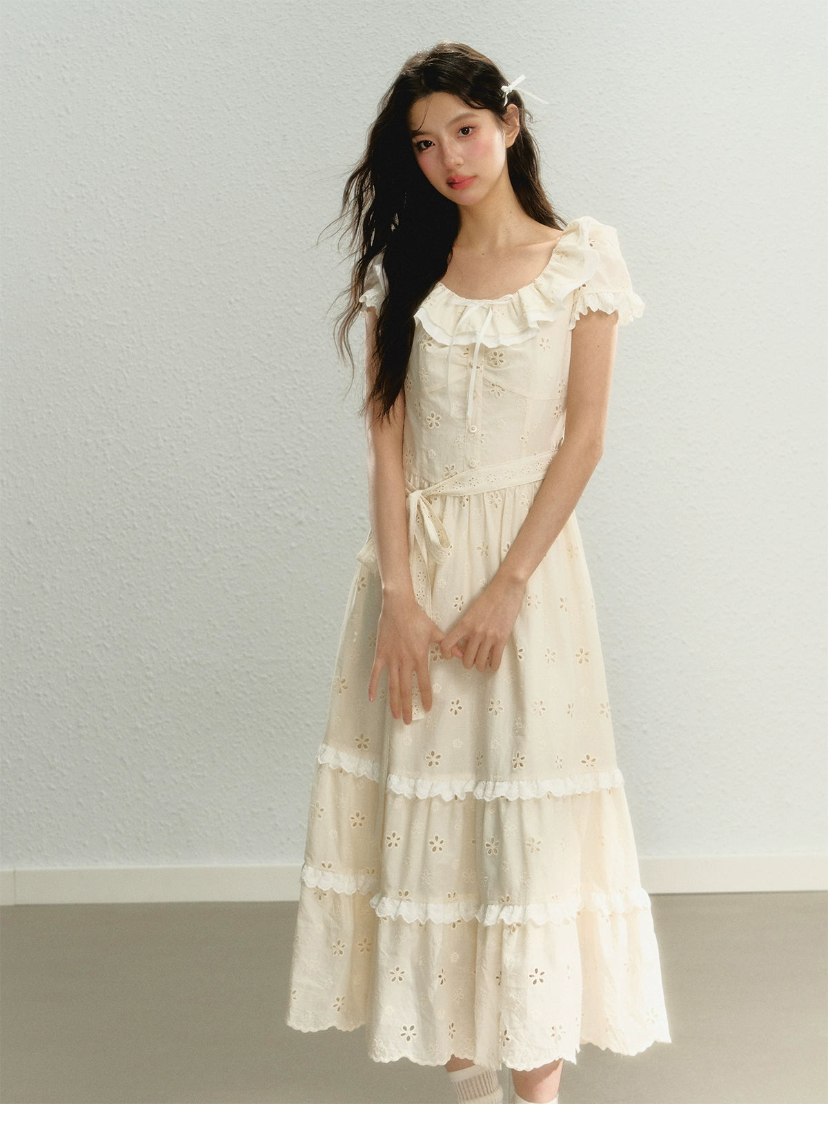 White Embroidered Dress - CHINASQUAD