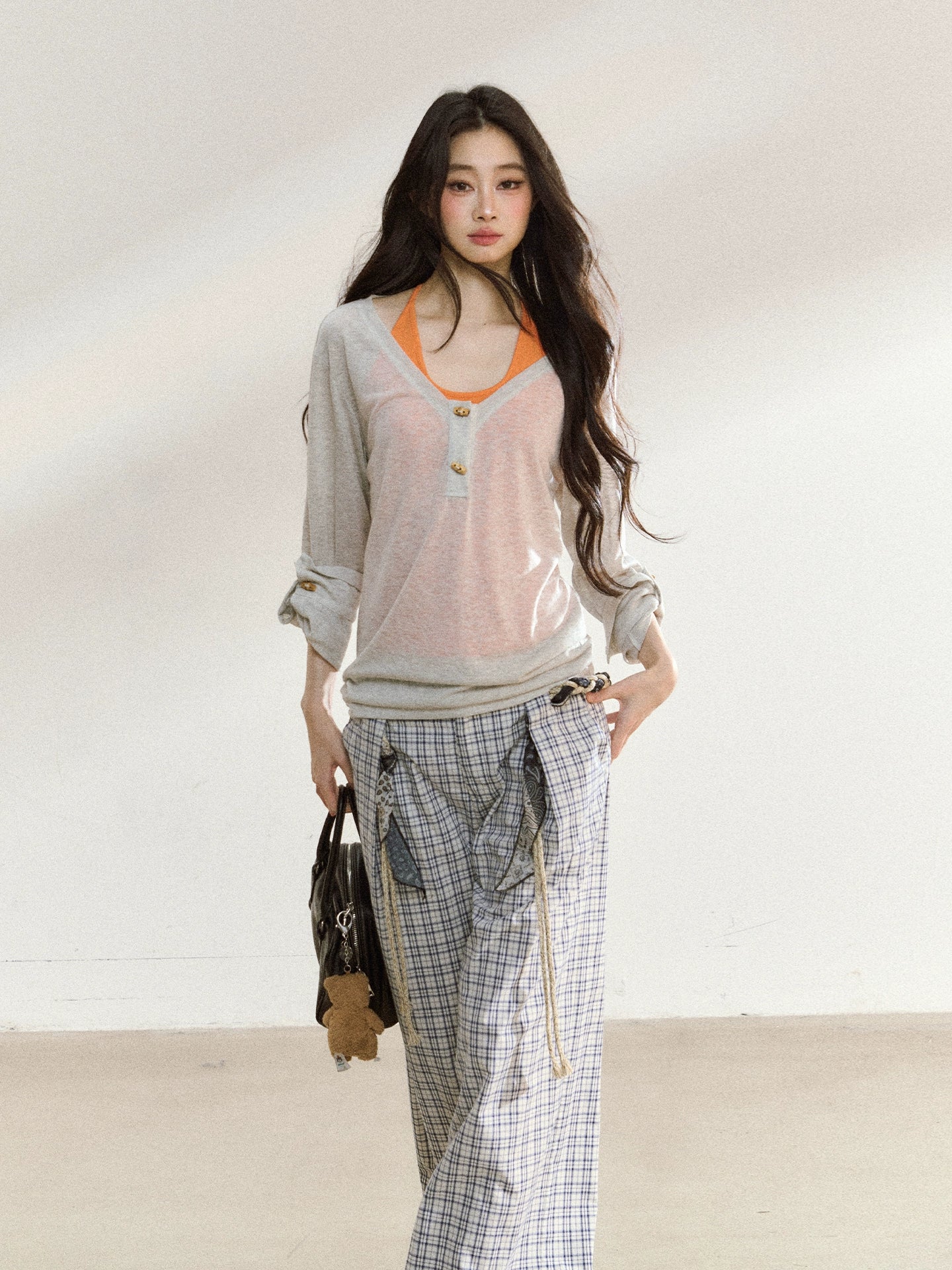 Textured Silk-Blend V-Neck Pullover &amp; Tank Top Set