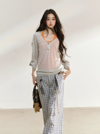Textured Silk-Blend V-Neck Pullover &amp; Tank Top Set