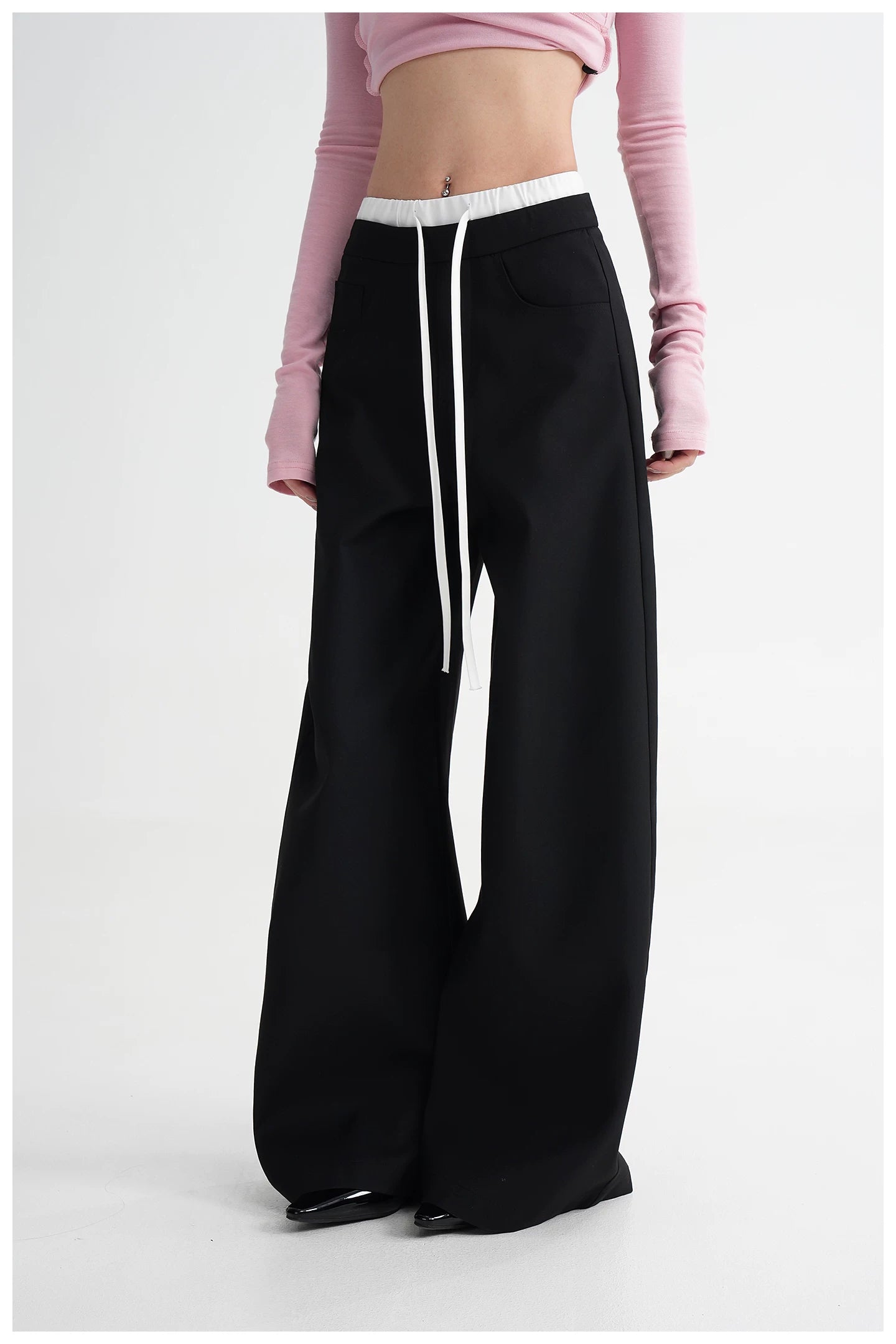Panel Wide-Leg Floor-Length Trousers