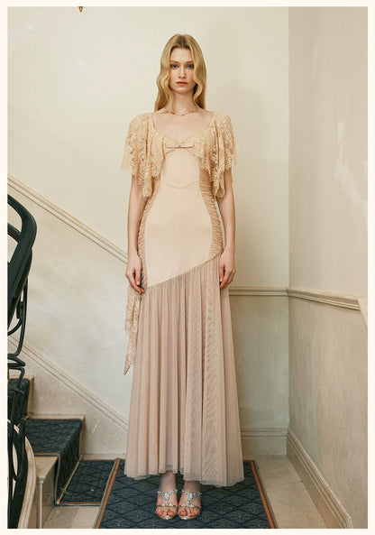 Fille Lace Panel Mesh Mermaid Dress