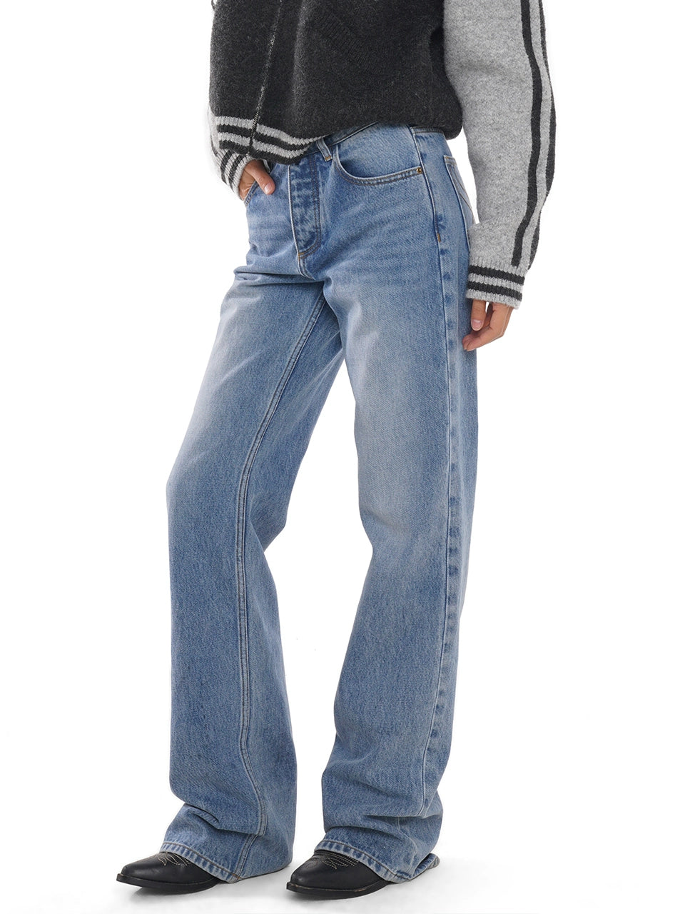 Vintage Mid-Waist Straight-Leg Button-Fly Jeans