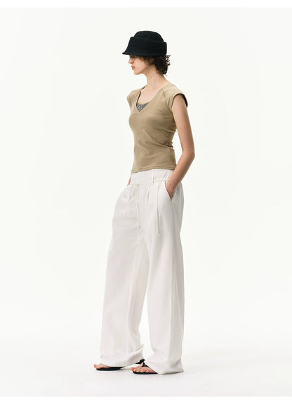 Lyocell Linen Drawstring Barrel-Leg Pants