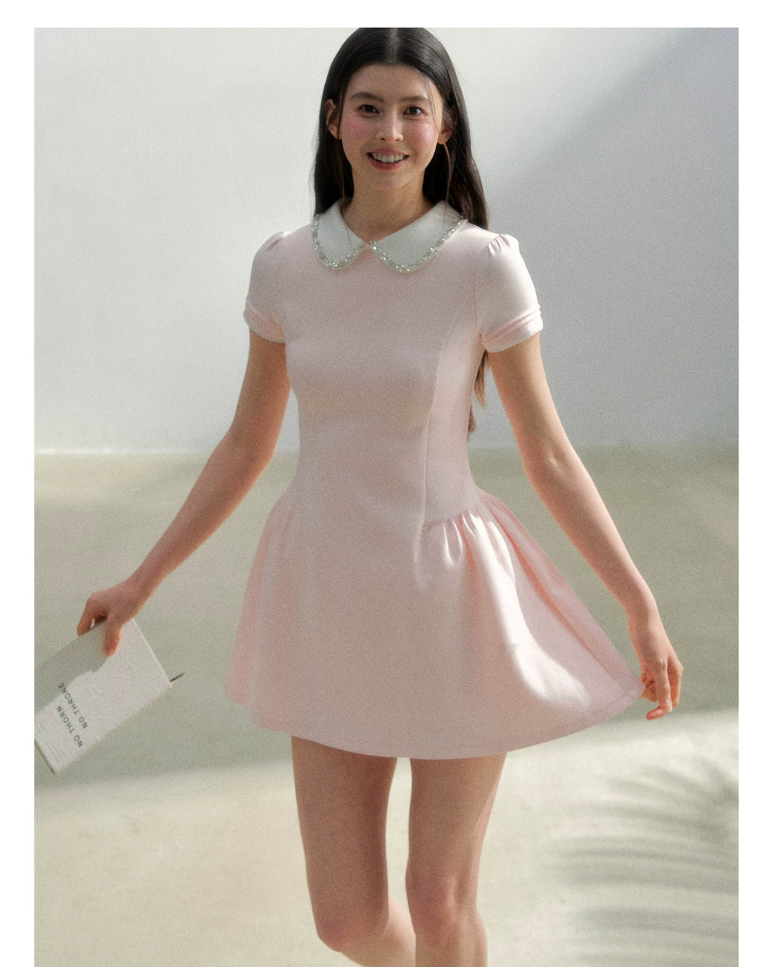 SUNSET PARK Vintage Crystal Collar Air Layer Princess Dress – view 5