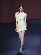 Woolen Knit Cardigan & High-waisted Tweed Skirt Set - CHINASQUAD