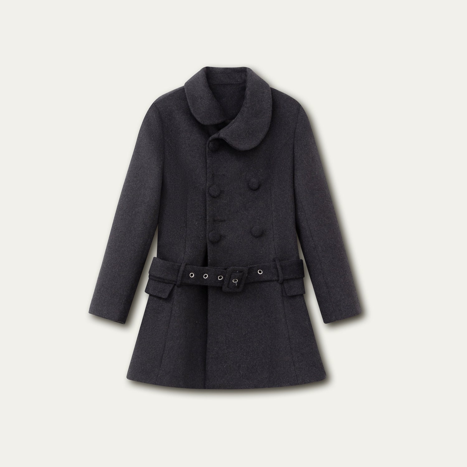 Wool Blend Double-Breasted Midi Coat