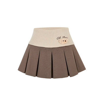 Knit Foldover Pleated Mini Skirt