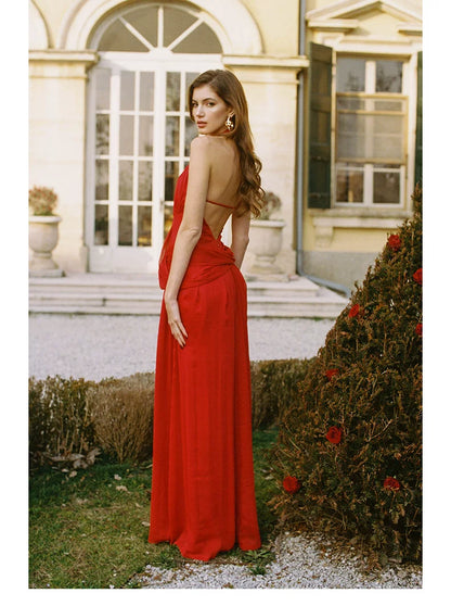 Halter Scarf-Tie Maxi Dress
