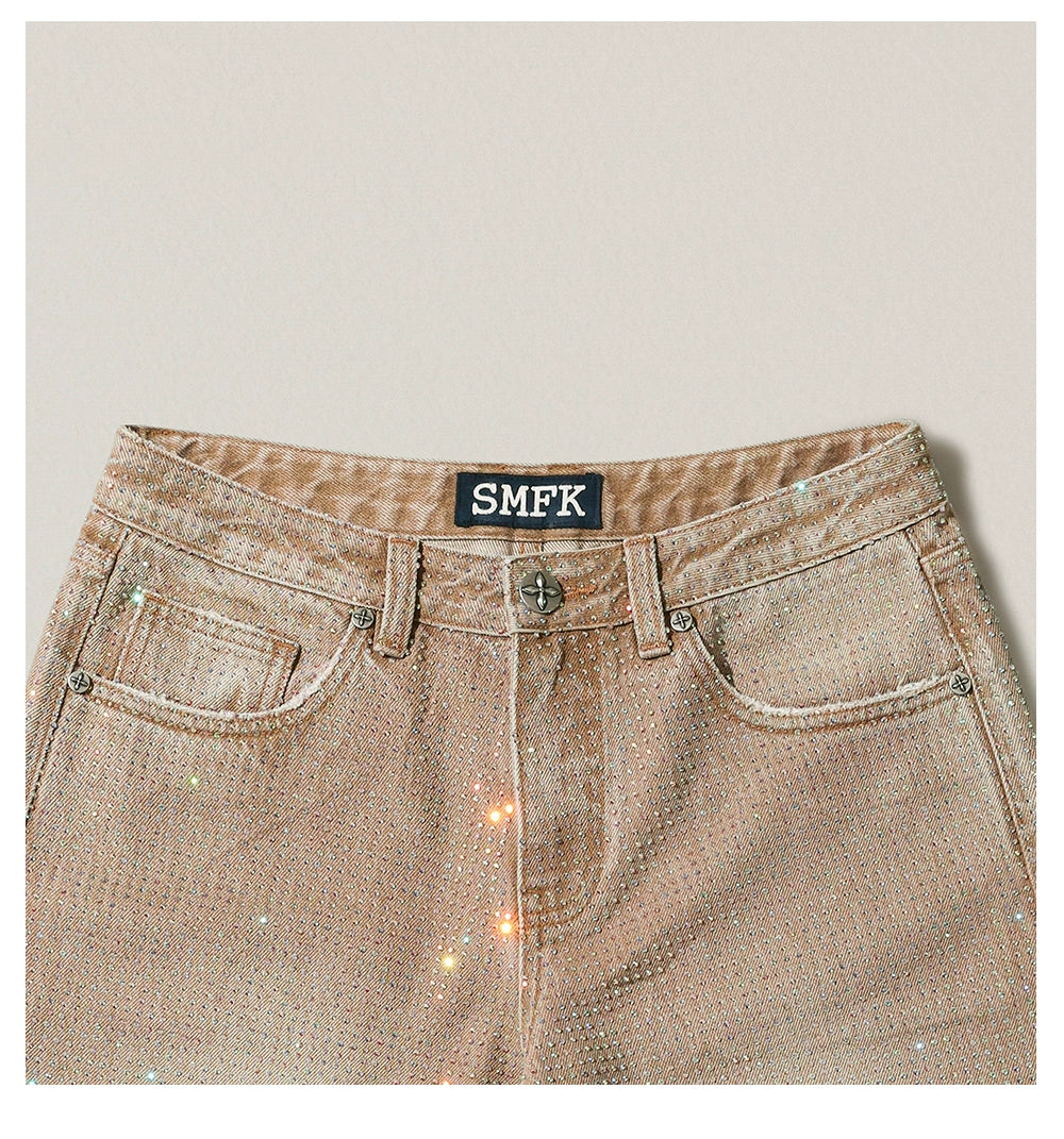 Wild Diamond Handcrafted Wide-Leg Denim Pants