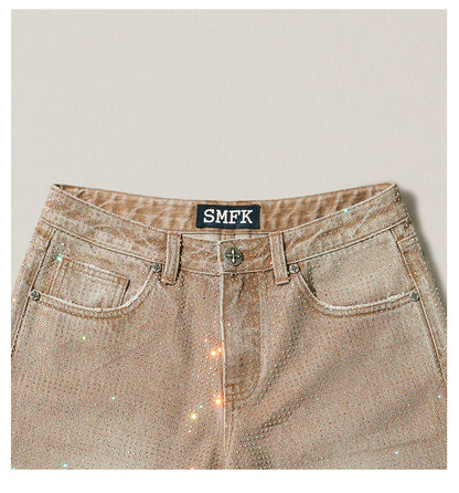 Wild Diamond Handcrafted Wide-Leg Denim Pants