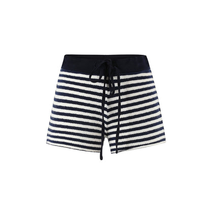 Stripes Contrast Knit Low-Rise Mini Shorts