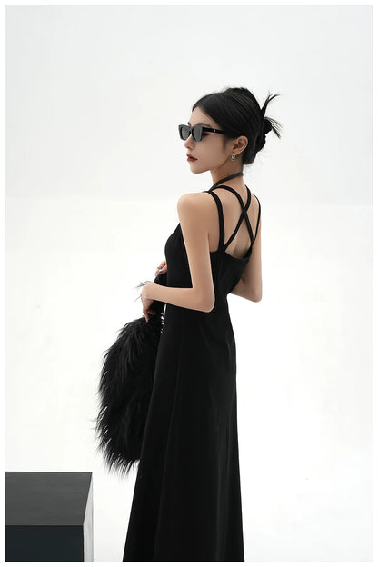 American Street-Style Slim-Fit Camisole Maxi Dress