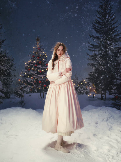 French Pink Tailored Long Down Coat