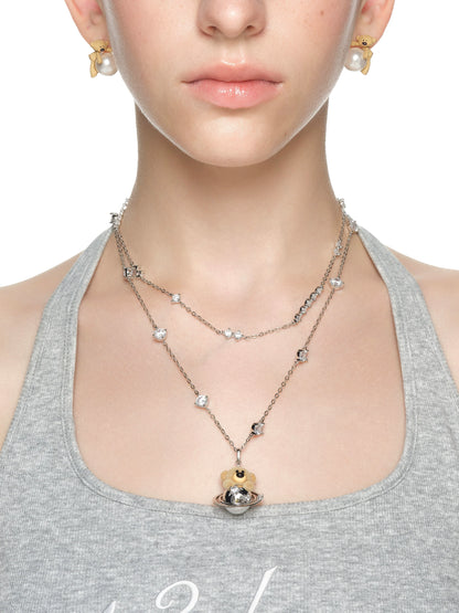 Flocked Bear Double Layer Necklace
