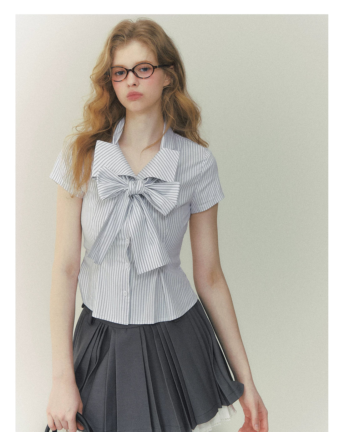Muse Striped Bow-Fastening Shirt