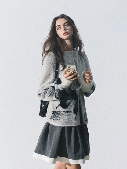 Double-Zip Jacquard Knit Cardigan