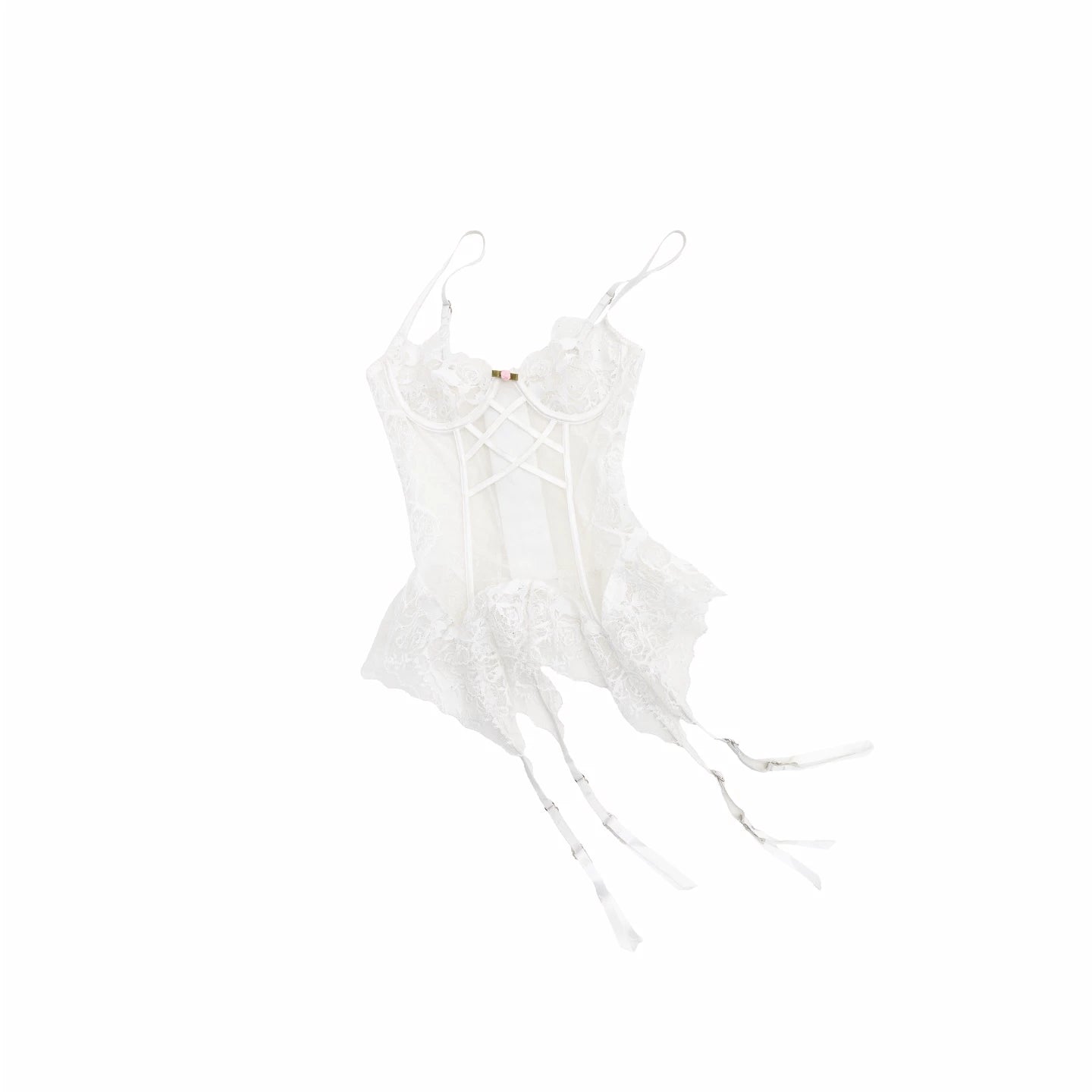 Sheer Lace Corset Suspender Camisole