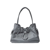 Pebbled Leather Drawstring Cloud Shoulder Bag ECODAY