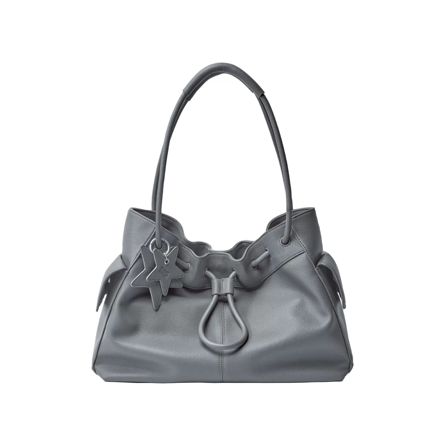 Pebbled Leather Drawstring Cloud Shoulder Bag ECODAY