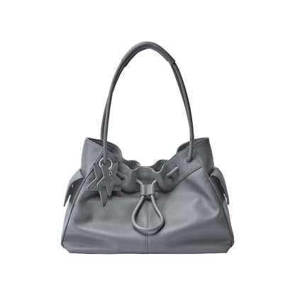 Pebbled Leather Drawstring Cloud Shoulder Bag ECODAY