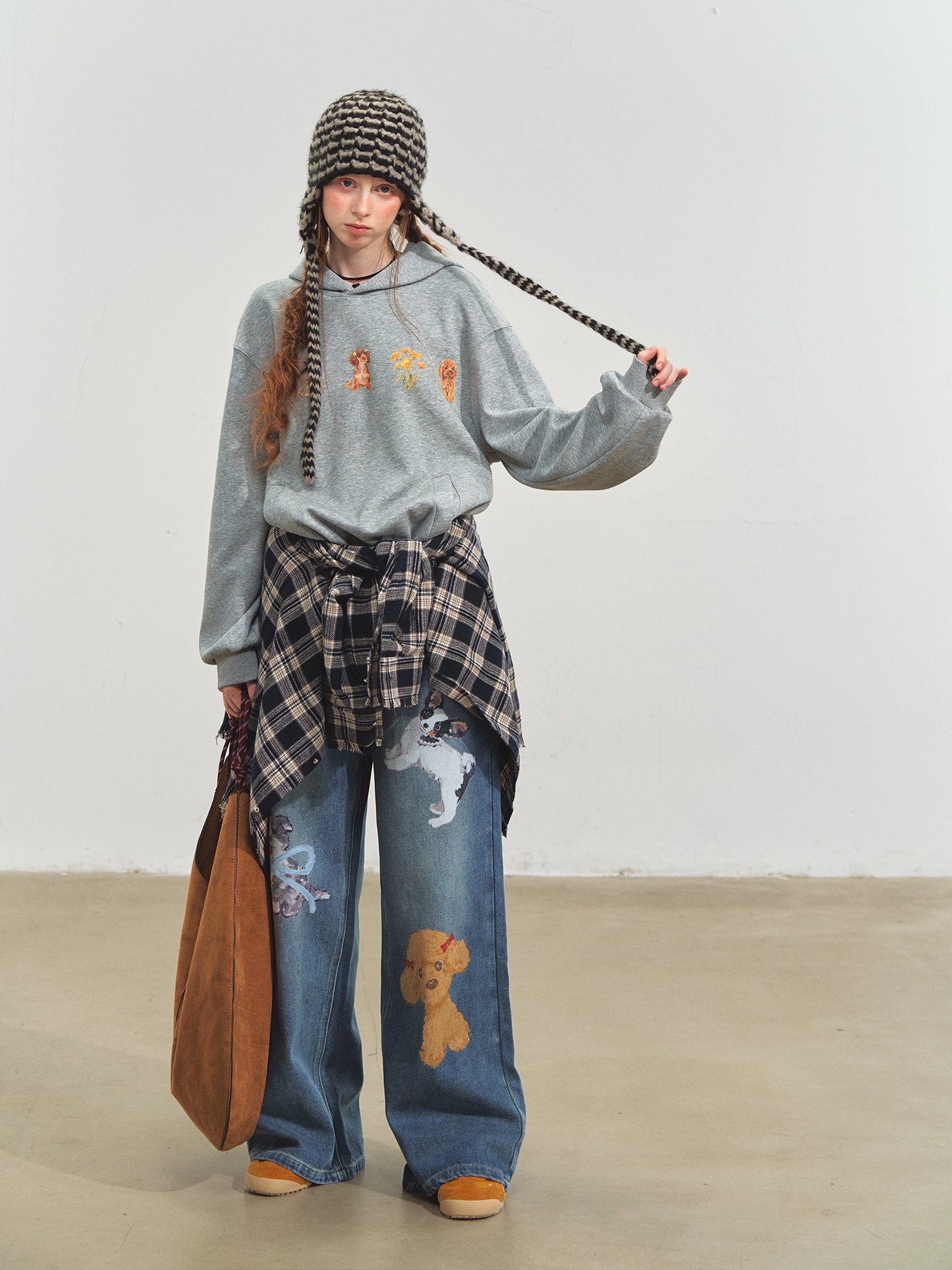 Puppy Wide‑Leg Denim Pants