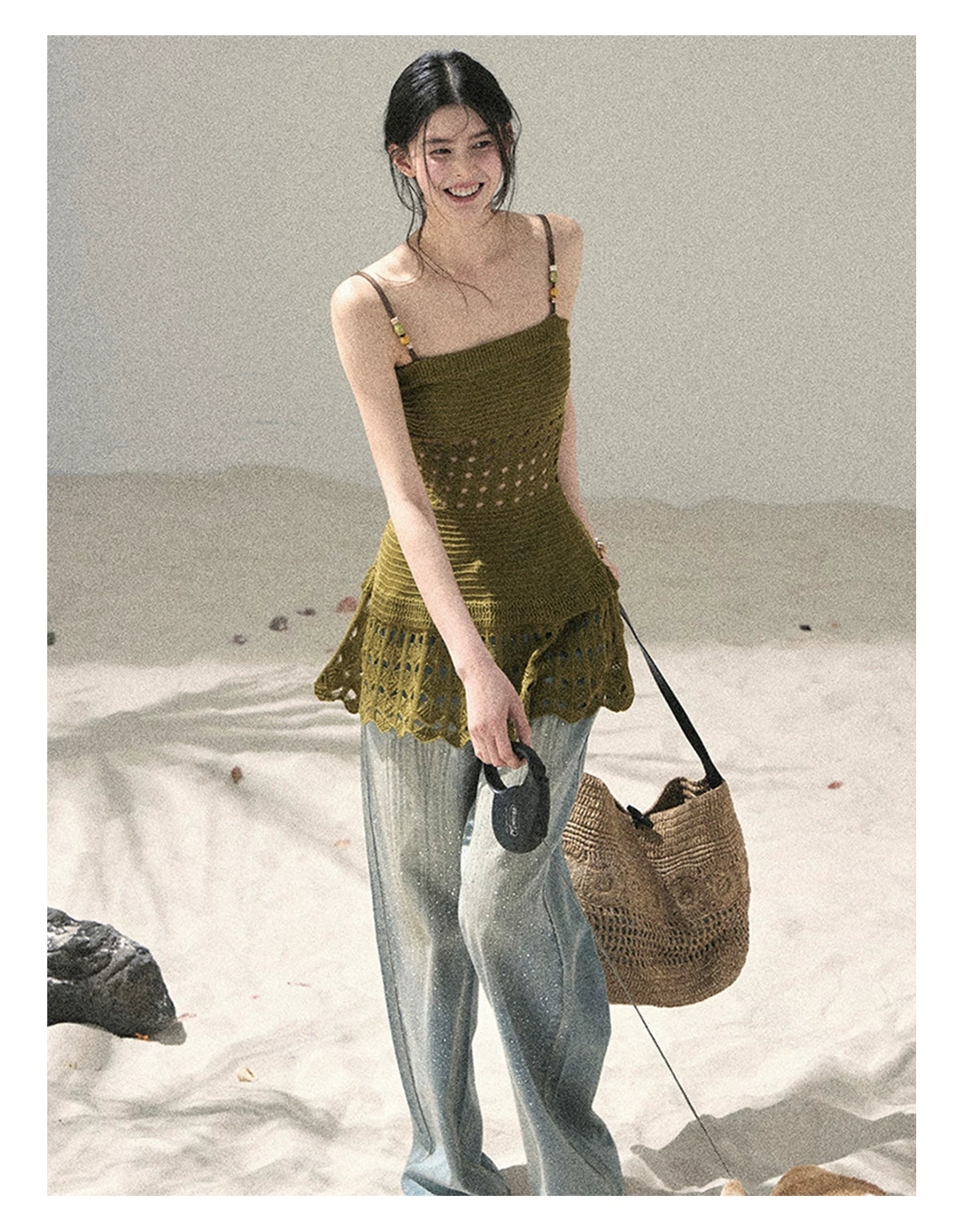 “The Space Between” Open-Shoulder Knit Camisole