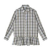 Plaid Panel Button-Down Long Shirt Dress - CHINASQUAD
