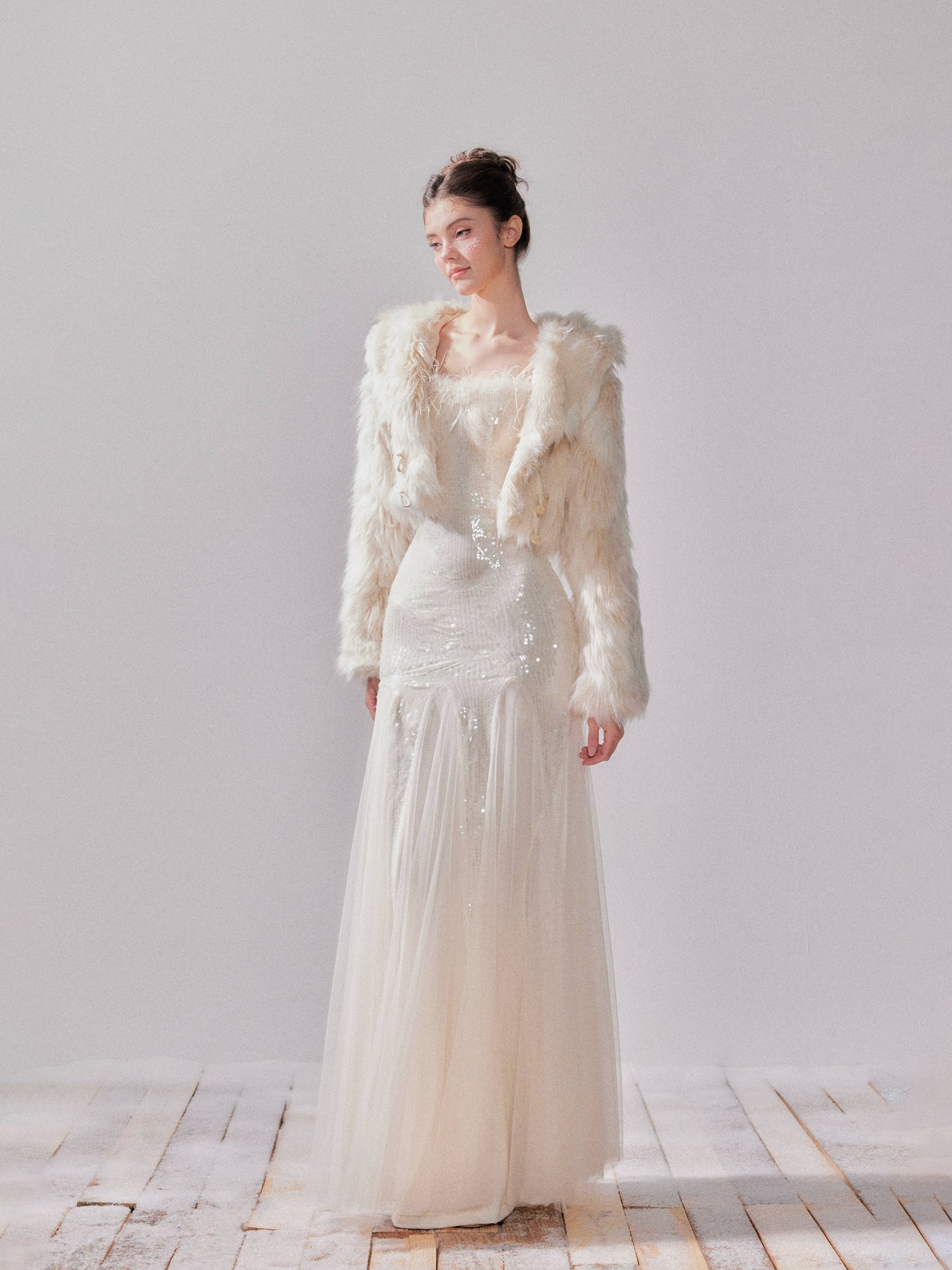 Snowmist Faux Fox Fur Toggle Cropped Jacket