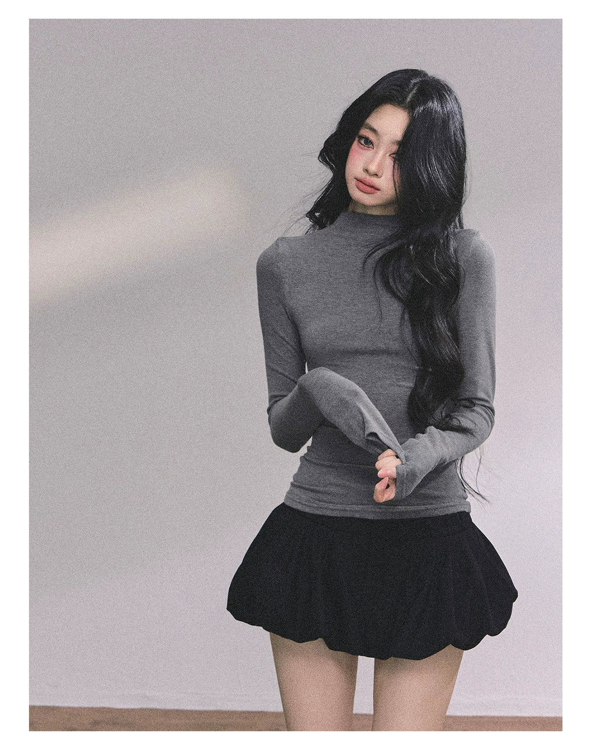 French High-Neck Knit Sweater