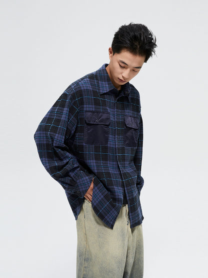 Purple Plaid French Flannel Long-Sleeve Shirt