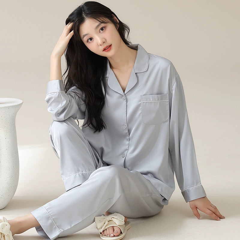 Silk Cardigan and Ice Silk Pajamas Two-piece Set