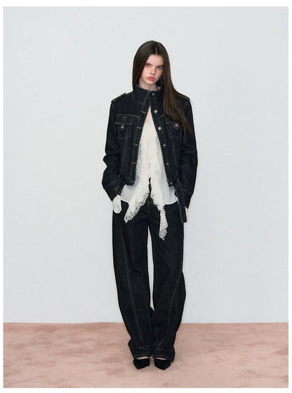 Deconstructed Patchwork Straight-Leg Denim Jeans