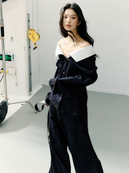 Vintage Wide-Leg Denim Trousers