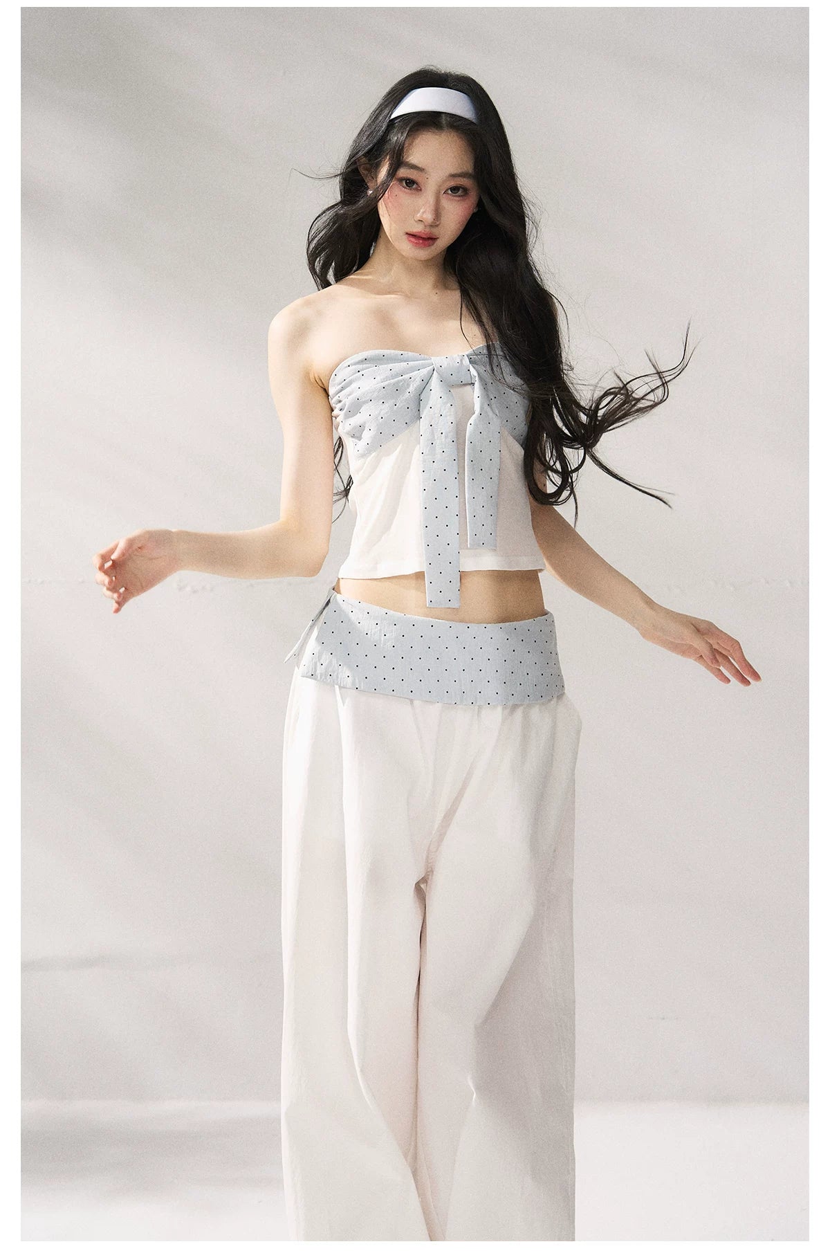 Strapless Top &amp; Relaxed Wide-Leg Pants Set