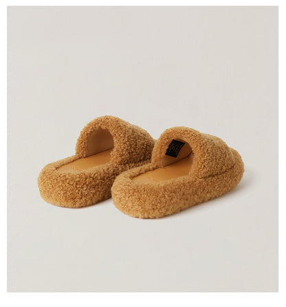 Compass Shearling Slide Sculpted Cross Emblem Sandals