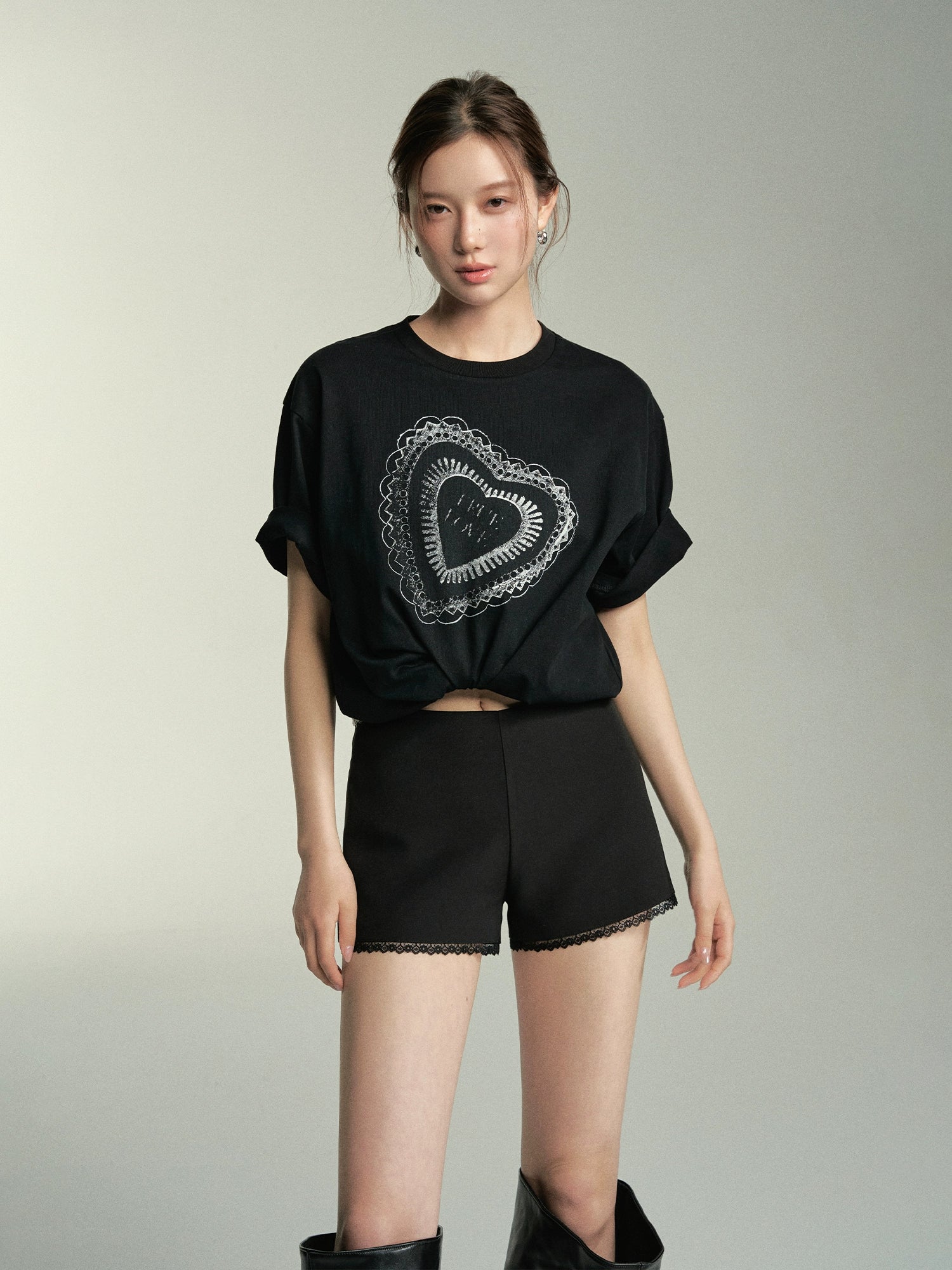 3D Lace Print Short Sleeve T-Shirt - CHINASQUAD