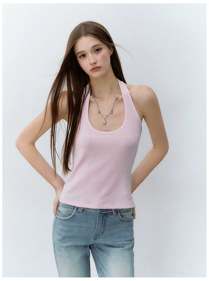 Dopamine Colorful Halter U-Neck Sleeveless Top