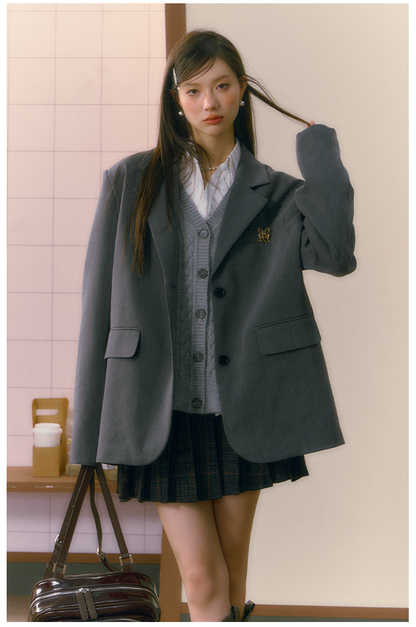 Gray Oversized Blazer - CHINASQUAD