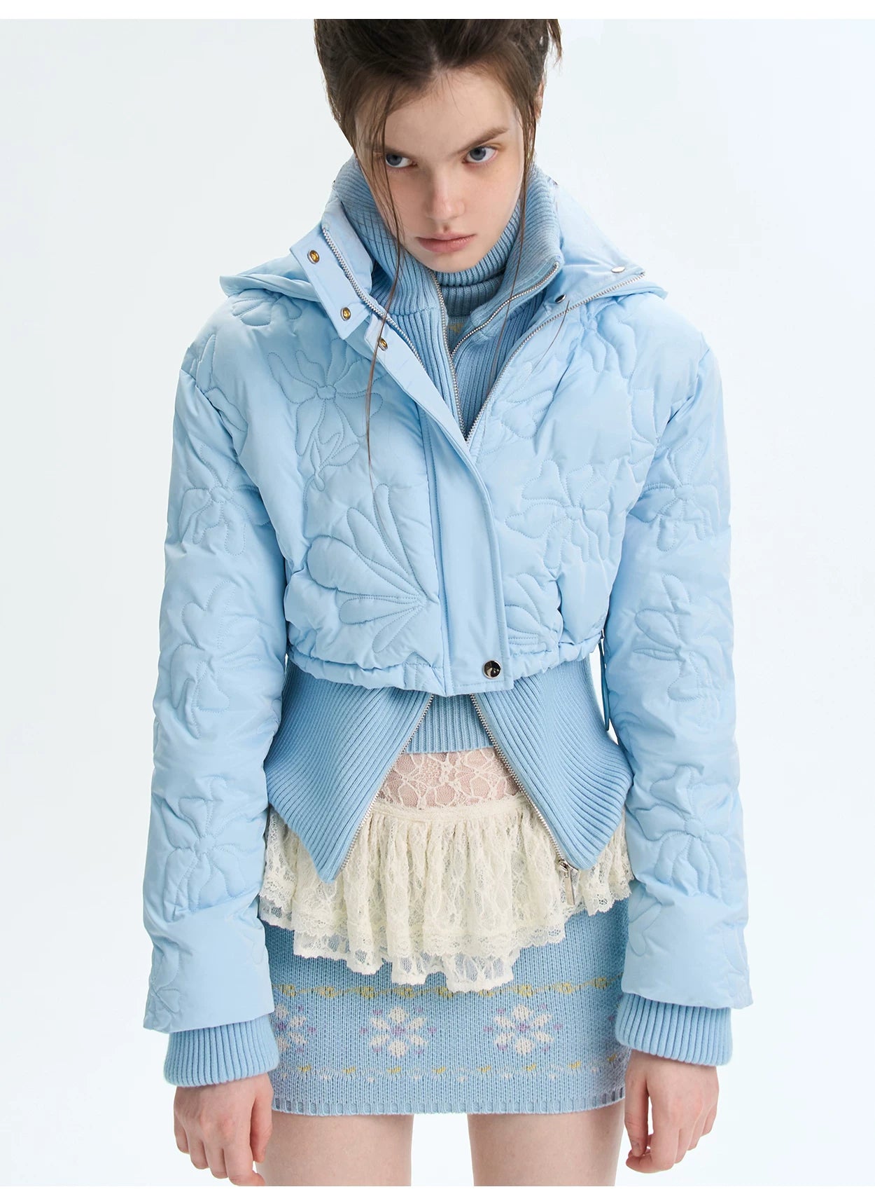 Quilted Embossed Short Down Jacket