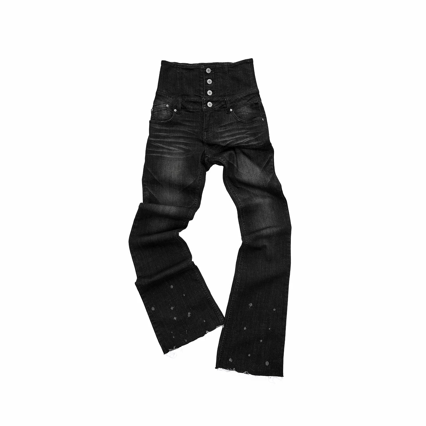 High-Waist Belted Slight-Flare Jeans