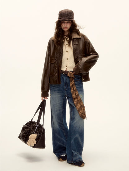 Faux Leather Padded Jacket