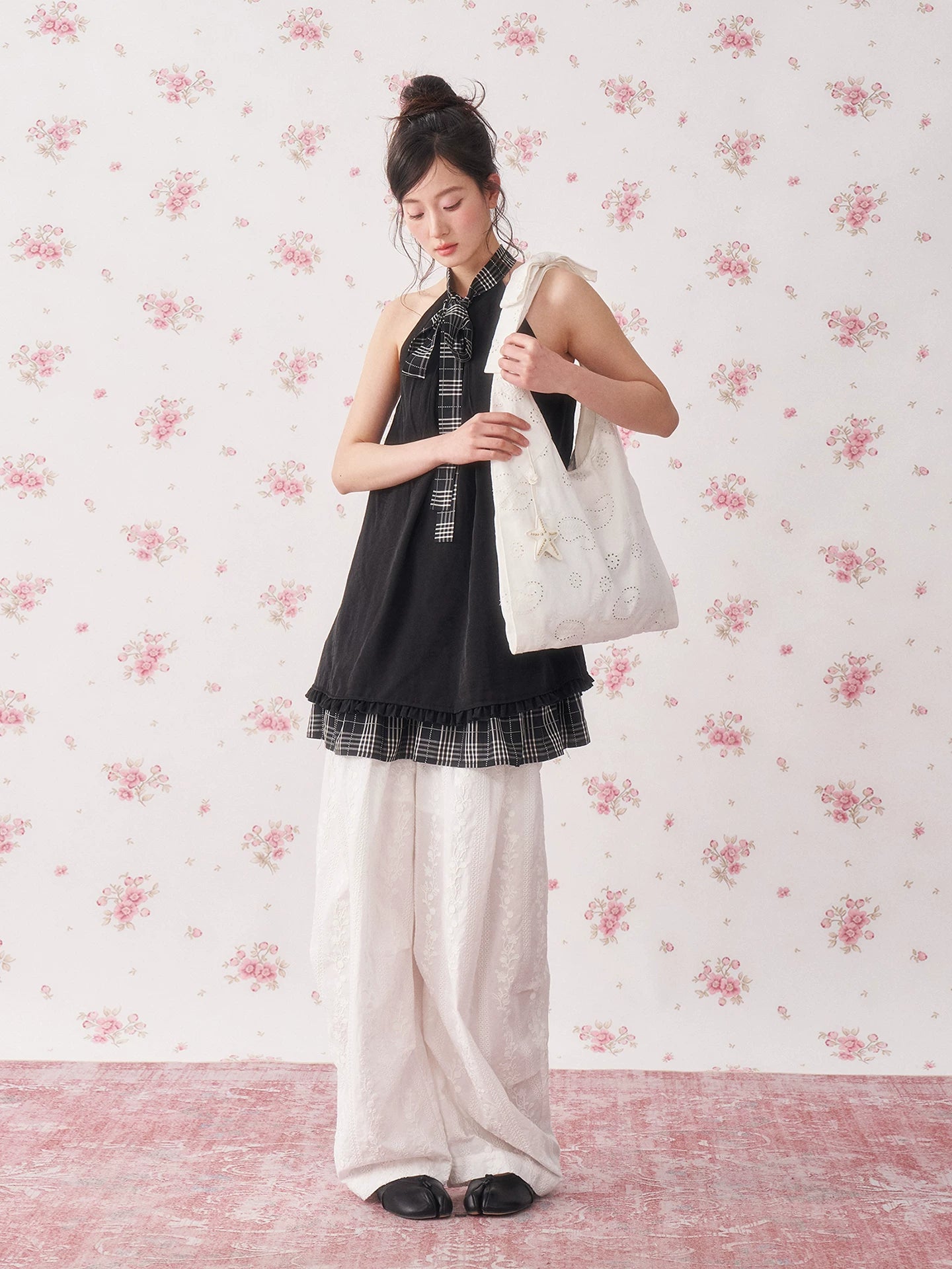 Vintage Plaid Halter Ruffle Dress