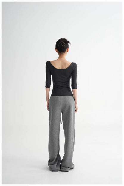 Lyocell Open-Back Fitted Mid-Sleeve T-Shirt
