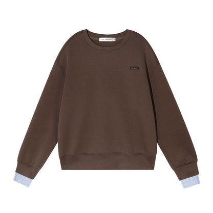 Patchwork Sweatshirt &amp; Curved-Hem Knit Pants Set