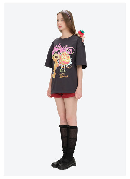 Bear Graphic Lollipop Oversized T-shirt