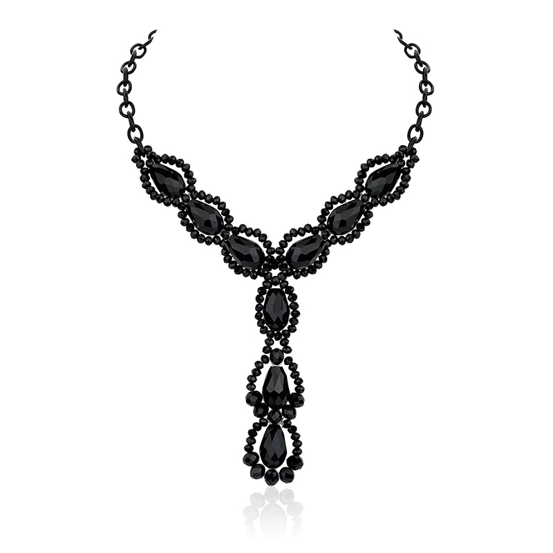 Retro Black Crystal Necklace - CHINASQUAD