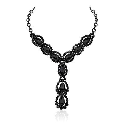 Retro Black Crystal Necklace - CHINASQUAD